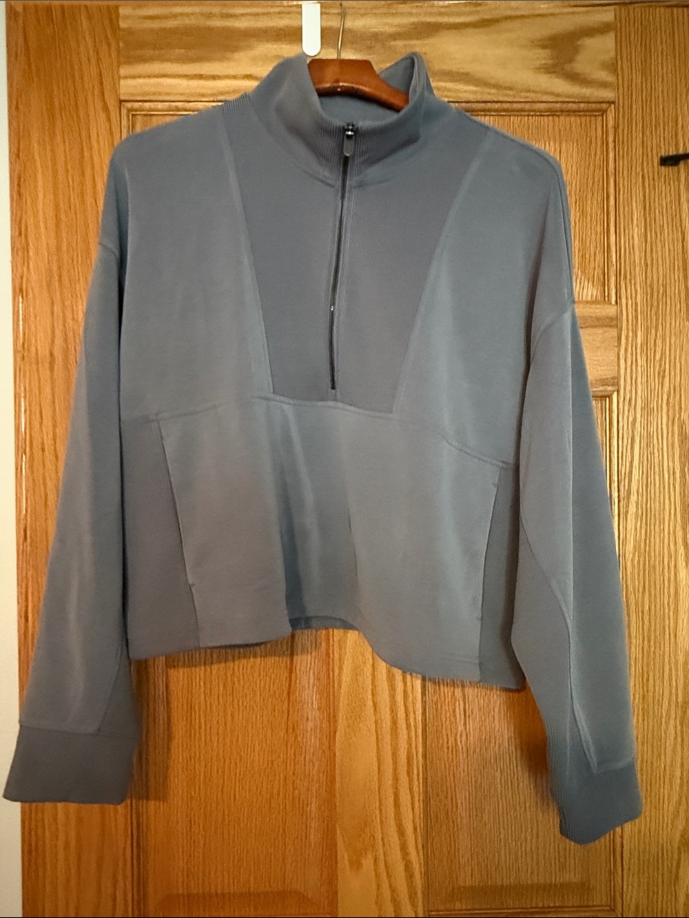 Athleta Cropped Quarter-Zip Jacket in Slate Blue